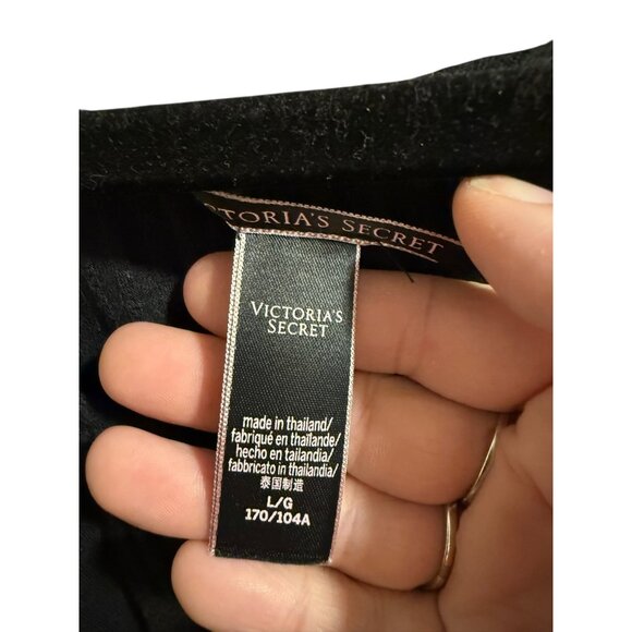 Victorias Secret Black Ribbed Button-Up Romper With Lace Hem L/XL - Picture 5 of 6